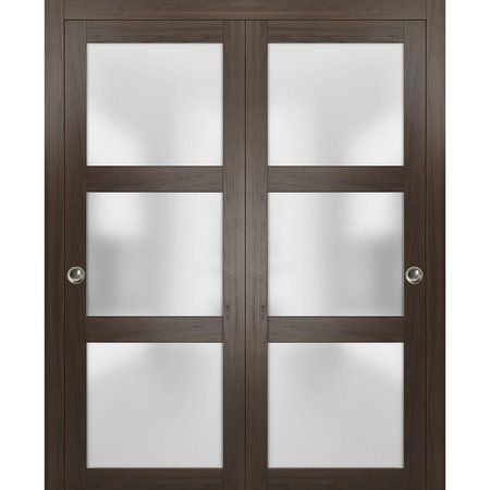 SARTODOORS Closet Bypass Interior Door, 60" x 80", Chocolate LUCIA2552DBD-CA-60